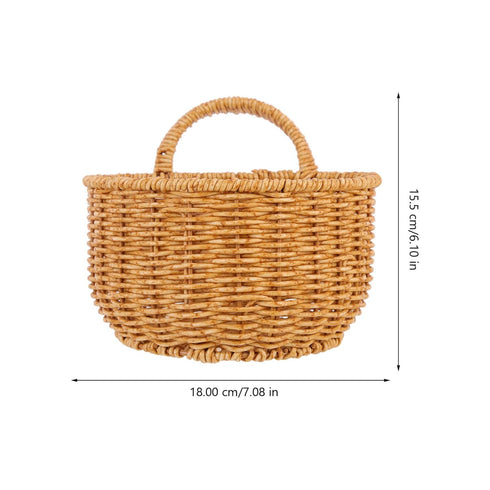 Zerodeko Trash Can Straw Woven Wastebasket Bedroom Trash Can Wall Hanging Basket Small Garbage Cans Wicker Waste Basket with Handle Countertop Trash Container for Home Office Khaki