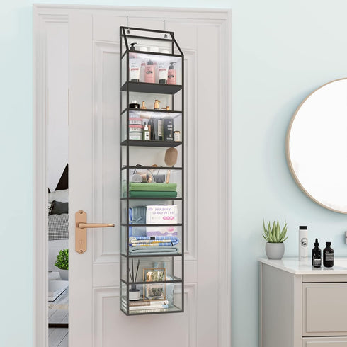 Fixwal Over The Door Hanging Pantry Organizer, 5-Shelf Room Organizer with Clear Plastic Pockets, Large Capacity for