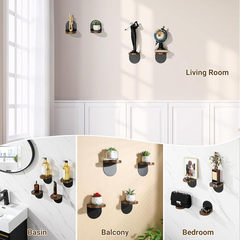 4 4 Inch 4 SAYAYO Small Floating Shelves for Wall Storage, x Adhesive Wall Shelves for Bedroom Decor, Mini Display Wood