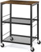 LIANTRAL 3 Tier Rolling Cart, Brown Kitchen Utility Cart on Wheels for Kitchen, Bathroom, Living Room, Office