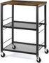 LIANTRAL 3 Tier Rolling Cart, Brown Kitchen Utility Cart on Wheels for Kitchen, Bathroom, Living Room, Office