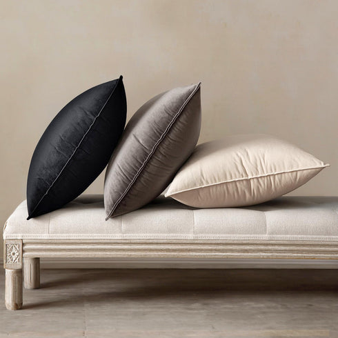 MIULEE Pack of 2 Decorative Velvet Throw Pillow Covers - Soft Black Square Cushion Case for Sofa, 18x18 Inch