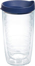 Tervis Clear & Colorful Lidded Insulated Tumbler Travel Cup, 16oz, Keeps Drinks Cold & Hot, Navy Lid