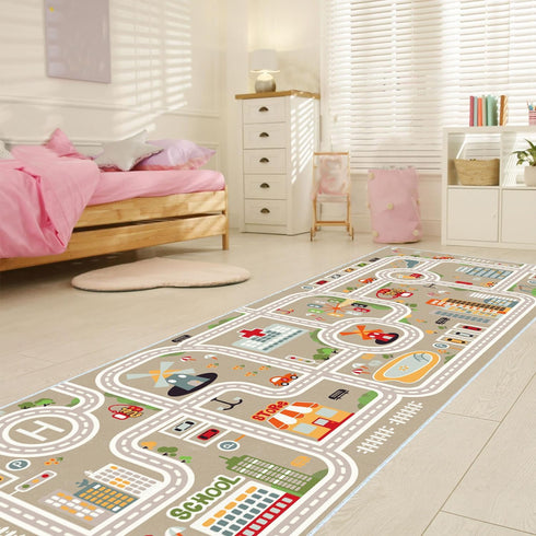 XRYZHC 2' 6' 2' 6') Kids Car Train Rug, x Boys Play Carpet, Floor Mat Playmat for Playroom Bedroom Kids Toddler RoomNon