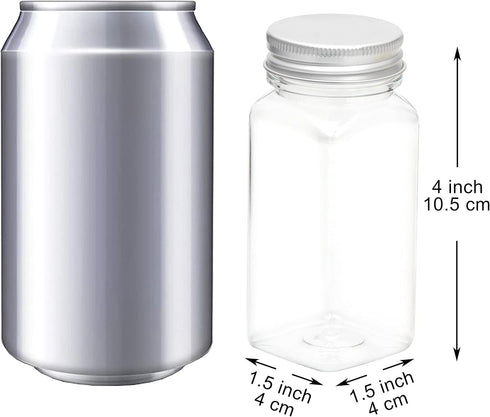 Youngever 12 Pack 5 Ounce Plastic Spice Jars, Clear Spice Containers with Shaker Tops, Square Spice Bottles