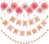 Rose Gold Birthday Decorations Kit, 20-Pc Set with Happy Birthday Banner, Tissue Paper, Garland & Swirls