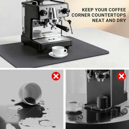 SeekOasis 24x16 Inch, Counter, Countertops, Coffee Mat Dark Gray Coffee Table Mat, Absorbent Hide Stain Rubber Backed