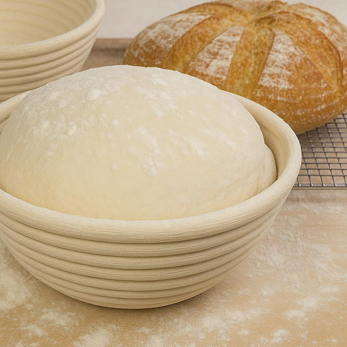Saint Germain Bakery (9 inch) Premium Round Bread Banneton Basket with Liner - Perfect Brotform Proofing Basket