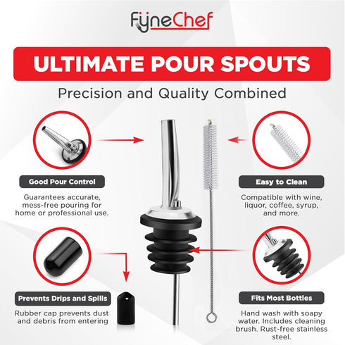 48 Pack Stainless Steel Bottle Pourers for Alcohol, Liquor, and Wine - Bar Accessories, Spouts for Bottles