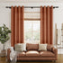 Terracotta Linen Curtains, 84 Inch Length 2 Panels Set for Living Dining Room, Light Filtering Semi Sheer Drapes