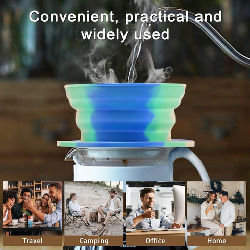 Collapsible Travel Pour Over Coffee Dripper Kit, Paperless Camping Coffee Maker with Metal Filter