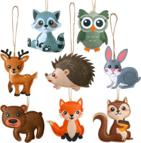 Tegeme 8 Pieces Woodland Animals Ornaments, My Forest Friends Felt Animals Craft Set for Home Christmas Tree Decor