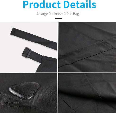 Adjustable Bib Apron - Waterproof with 2 Pockets, Neck Strap, and Extra Long Tie for Cooking Kitchen