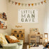 Little Man Cave Decor for Nursery, Sage Green Canvas Banner, Long Live Boyhood Wall Hanging Linen Banner Flag Decor