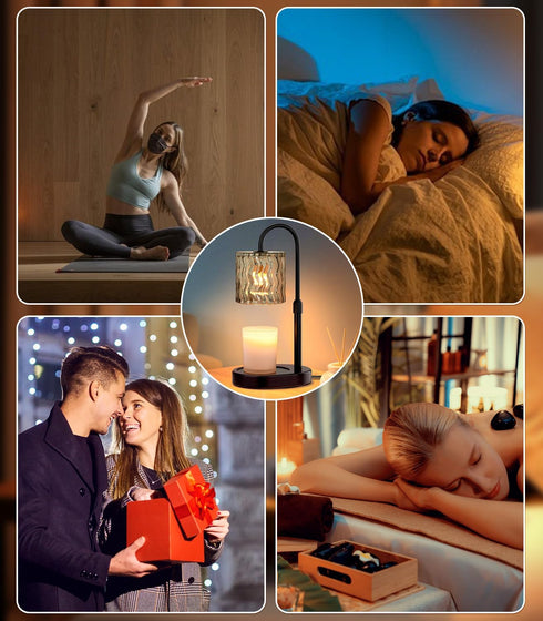 GOIUEDBZ Dimmable Candle Warmer Lamp Electric Timer: Candles Warming Lamps - Height Adjustable Burner Jar - No Flame