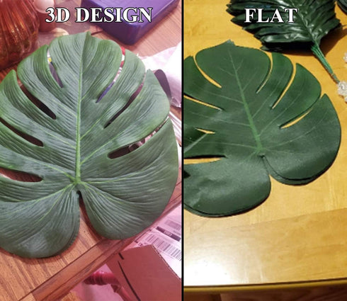 OurWarm 24pcs Large Artificial Tropical Palm Leaves, Faux Safari Leaves Monstera Fake Leaves for Birthday Party Safari