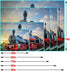 Sunset 80X60 Inches DYNH Steam Train Tapestry, Old Engine Train on Railroad Track Tapestries,Natural Scenery Sunrise
