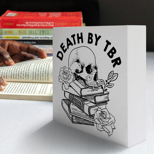 Banlai Book Lover Decor Wooden Box Sign, Reader Bookworm Bookish Desk Decoration Home Bedroom Office Bookshelf Decor