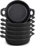 Mini Cast Iron Skillets Set: 5 x 5 x 1.3 Inch Black Ramekin Dish, Oven Safe Cookware for Indoor Outdoor (6 Pack)