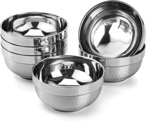 ZENFUN 6 Pack 304(18/8) Stainless Steel Bowls, 5 Inch Snack Bowls, 17 Oz Soup Bowls for Rice, Fruit, Ice Cream