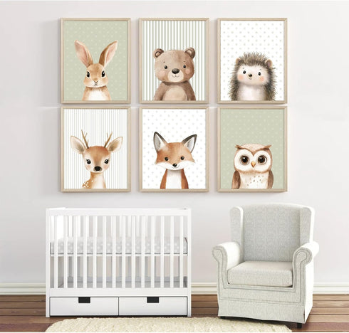 Tanmart 8x10x6 Inch Woodland Animal Nursery Wall Art Decor Baby Kids Canvas Poster Safari Animal Wall Decor Jungle