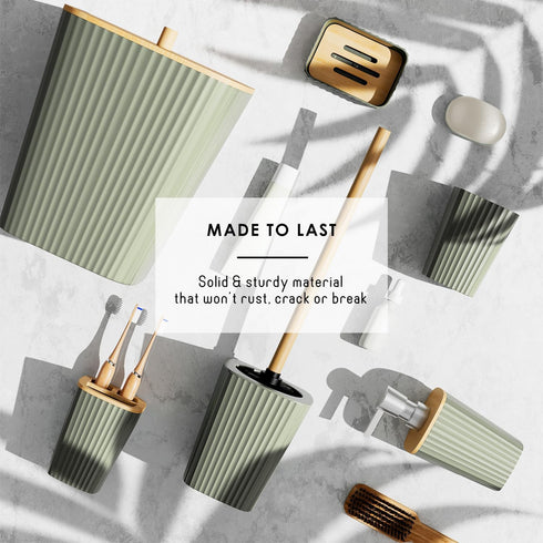 Set Set, 6PC Set, Sets Clara Clark Bathroom - Sage Green Bathroom Accessories Bathroom Accessory Bathroom with Toilet