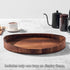 SARUFO Counter, Acacia Wood Round Ottoman Tray Decorative Serving Tray with Handles for Coffee Table, Breakfast in Bed