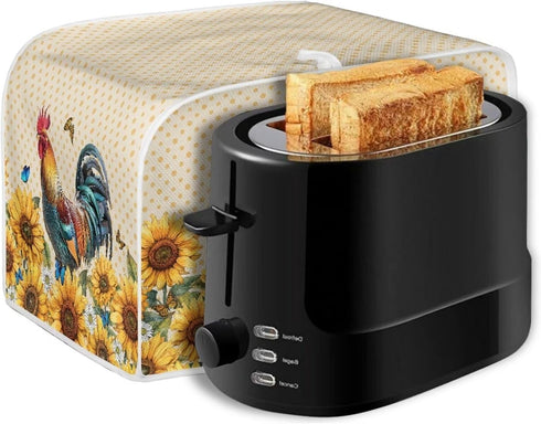 Rooster Sunflower Toaster Covers, Waterproof Kitchen Appliance Covers, Anti Dust Protection for 2 Slice Toaster