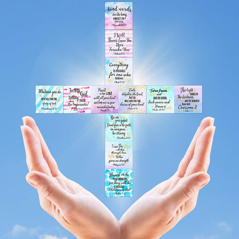 Weewooday 12 Pcs Inspirational Christian Magnets with Bible Verses, Motivational Religious Quotes for Fridge Office