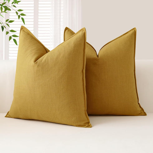 OTOSTAR Pack of 2 Linen Solid Throw Pillow Covers 24 x 24