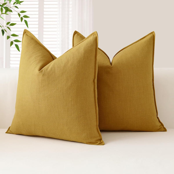 OTOSTAR Pack of 2 Linen Solid Throw Pillow Covers 20 x 20