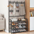 8 Closet 4 Shoe Rack Shoe Storage Shelf Freestanding with Hooks for Entryway Bedroom Tier, Black