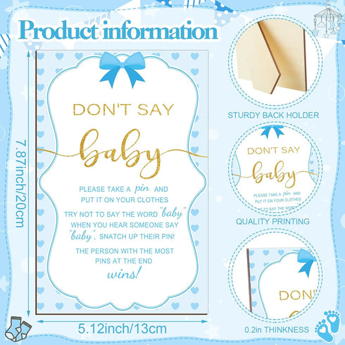 Patelai 321 5 Set Pcs Blue Bow Boy Baby Shower Games Decorations a Sweet Baby Boy Is on The Way Blue Gender Reveal