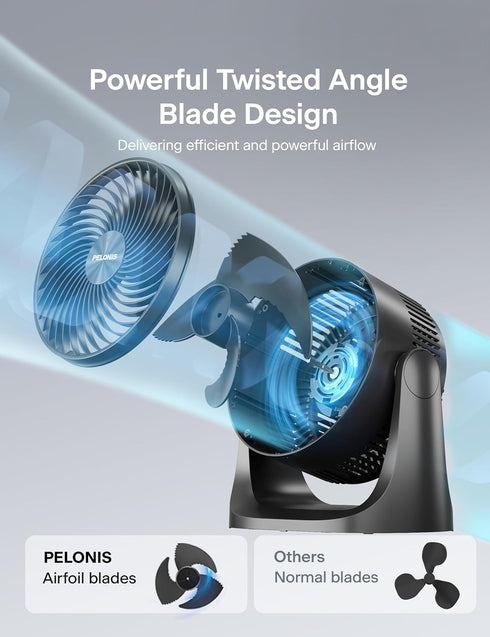 Pelonis 3 Speed Small Room Air Circulator Fan, 7-inch Blade Table Top Fan for Bedroom