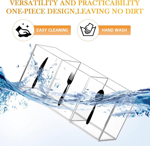 Acrylic Cutlery Storage Organizer Bin Clear Silverware Caddy for Countertop Knife Spoon Fork Holder
