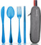 Travel Utensils with Case, Quatish Portable Silverware Set, 304 Stainless Steel Fork and Spoon Set for Camping and Lunch