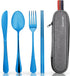 Travel Utensils with Case, Quatish Portable Silverware Set, 304 Stainless Steel Fork and Spoon Set for Camping and Lunch