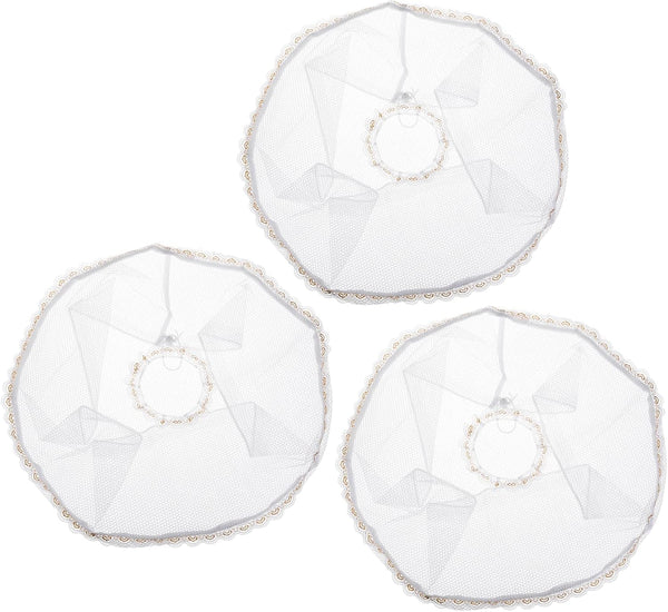 MECCANIXITY Electric Fan Dust Cover, 16 Inch Lace Decor Washable Dustproof Guard Mesh Net, Pack of 3