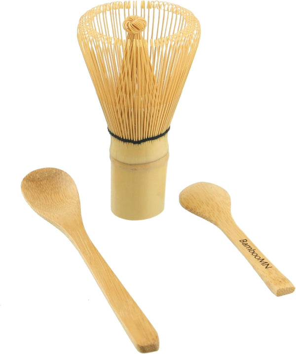 Matcha Whisk Set by BambooMN - Chasen (Green Tea Whisk), Small Scoop, Tea Spoon