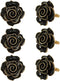 Black Napkin Rings Set of 6, Flower Rose Napkin Holder Rings Buckles for Table Decoration Wedding Valentine’s Christmas