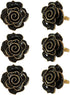 Black Napkin Rings Set of 6, Flower Rose Napkin Holder Rings Buckles for Table Decoration Wedding Valentine’s Christmas
