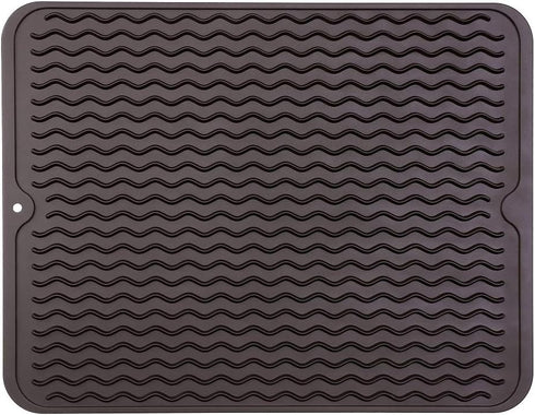 Silicone Dish Drying Mat | Eco-friendly, Heat-resistant Kitchen Counter or Sink Mat, 16 x 12 inches