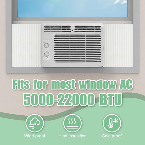 Window Air Conditioner Foam Insulating Panels, Indoor Cover for Summer & Winter, Block Draft, 2 Pack (White, 17"H x