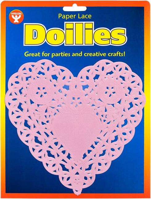 Hygloss Heart Doilies - 100 Pcs - 6-Inch Pink Paper Heart Shaped Doilies for Valentine Crafts