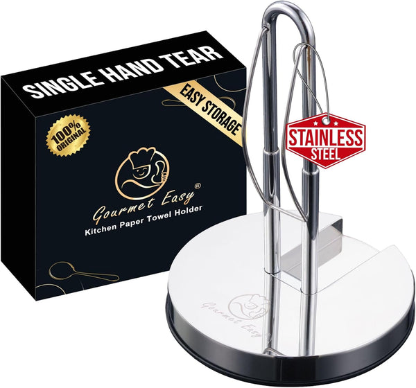 Single Hand Tear Paper Towel Holder, Anti-Slip Kitchen Towels Stand, Adjustable for