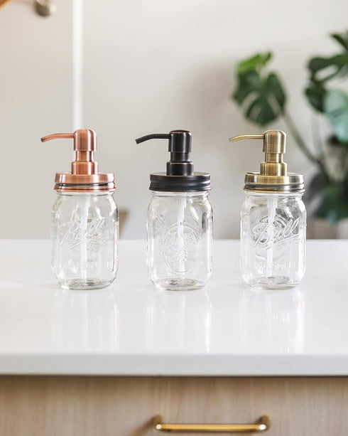 Jarmazing Products Mason Jar Soap Dispenser, Copper with 16 Ounce Ball Mason Jar, Rust Proof Stainless Steel