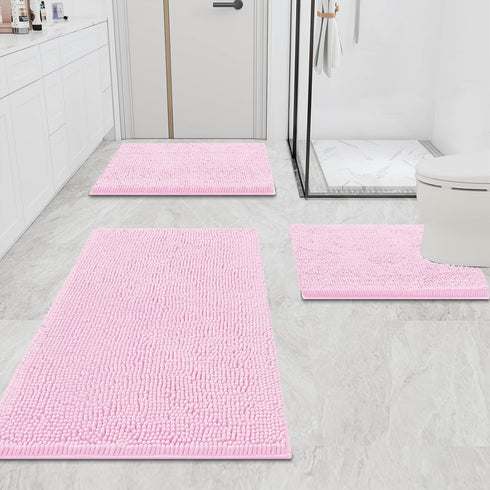 smiry Luxury Chenille Bath Rug 36''x24'', Extra Soft Absorbent Shaggy Bathroom Mat, Machine Washable Non-Slip