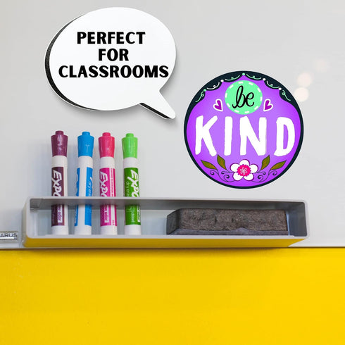Be Kind Magnet Bundle, Floral Inspirational Decals in Blue, Pink, and Purple for Refrigerators, Cars, and Lockers