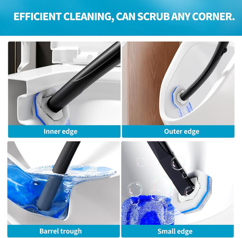 50 SetToilet Disposable Toilet Brush with Wand Cleaner Refills PadsWall Mounted Toilet Bowl Holder Cleaning System