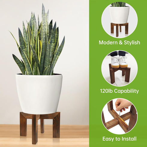 Wood Plant Stand for Indoor/Outdoor, Large Size Sturdy Flower Pot Holder, Fits Most Flower Pots (1 Pack)